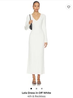 4th & Reckless Off White V-Neck Maxi Sweater Dress